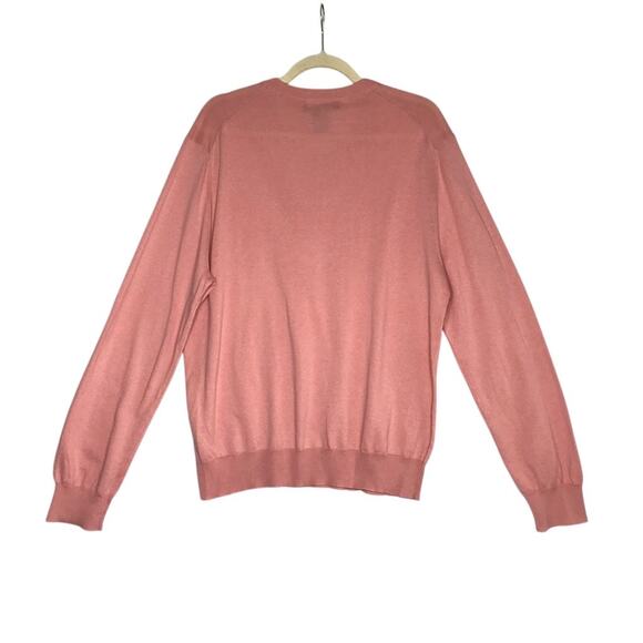 The Bloomingdale's Cashmere Blend V-Neck Pullover Sweater Men Sz L Peach Classic - Picture 3 of 8